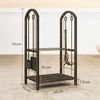 Outsunny Kaminholzregal Brennholz-Ständer, BxTxH:43x30x74 cm, (2 Regale, 1-St, 4 Kaminwerkzeuge), Metallrahmen, Kaffee-Braun Bild 2