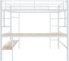 Hochbett 90×200 cm mit Rausfallschutz, Schreibtisch und Regalen, Weiß, ohne Matratze Bild 4