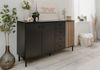 Sideboard >Monza< 2 Türen, 4 Schubladen, 2 Böden, 3D-Lamellen-Optik, in schwarz / Dekor Artisan Eiche - 160x90x40cm (BxHxT) Bild 3