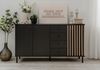 Sideboard >Monza< 2 Türen, 4 Schubladen, 2 Böden, 3D-Lamellen-Optik, in schwarz / Dekor Artisan Eiche - 160x90x40cm (BxHxT) Bild 2
