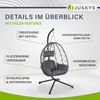 Juskys 'Aria' Hängesessel mit Kissen, höhenverstellbar & faltbar, Polyrattan dunkelgrau, bis 130 kg belastbar Bild 4