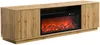 Vente-unique - YEVINA TV unit Holz, PlatteGlasHolz, Platte SchwarzBeige - B 40 cm x H 48 cm x L 163 cm Bild 4