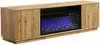 Vente-unique - YEVINA TV unit Holz, PlatteGlasHolz, Platte SchwarzBeige - B 40 cm x H 48 cm x L 163 cm Bild 5
