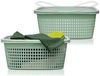 Hausfelder Wäschekorb Wäschewanne 58x37x25cm (Jadegrün, 2 Körbe, 35 l) (Set, 2 St, 2 x Wäschekorb), mit klappbaren Henkeln, mit Griffen, 35 Liter Bild 2
