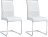 Esszimmerstuhl 2er-Set ergonomisch mit Kunstleder & Leinen gepolstert, komfortabler Küchen- und Bürostuhl,Weiß Bild 4