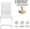 Esszimmerstuhl 2er-Set ergonomisch mit Kunstleder & Leinen gepolstert, komfortabler Küchen- und Bürostuhl,Weiß Bild 2