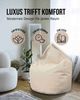 PATCH HOME Sitzsack Tropfenform – XXXL – Creme, bequemer Sitzsack aus Luxus-Polyester-Gewebe, bereits befüllt Bild 5