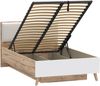 Forte VANKKA Bettgestell, Liegefläche: 120 x 200 cm, Skandi Bett mit Polsterkopfteil, Schlafzimmer, Holzwerkstoff, Planked Eiche Holzdekor, 127,4 cm breit x 94,2 cm hoch x 206,5 cm tief Bild 5