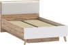 Forte VANKKA Bettgestell, Liegefläche: 120 x 200 cm, Skandi Bett mit Polsterkopfteil, Schlafzimmer, Holzwerkstoff, Planked Eiche Holzdekor, 127,4 cm breit x 94,2 cm hoch x 206,5 cm tief Bild 3