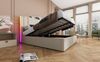 Polsterbett 160x200 cm mit Bettkasten, hydraulischer Gasdruckfeder, RGB-LED, USB & Typ-C Ladefunktion, Leinenbezug Beige, inkl. Lattenrost Bild 2
