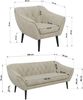 Wohnzimmerset, Möbelset PIRS 3-3-1, Armlehnen, Wellenfederung, schwarze Füße, Dreisitzer Sofas mit Sessel, Polstermöbel Set - Beige Velvet Bild 5