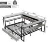 Polsterbett Schlafsofa Daybett 140x200 mit USB&Typec-Ladestation, Tagesbett, Jugendbett mit 2 Schubladen und Lattenrost aus Metall, Betonfarbe Bild 3