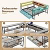 Polsterbett Schlafsofa Daybett 140x200 mit USB&Typec-Ladestation, Tagesbett, Jugendbett mit 2 Schubladen und Lattenrost aus Metall, Betonfarbe Bild 4