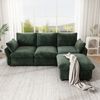 Merax 222cm Ecksofa mit Ottomane (inkl. 1 Hocker), 3-Sitzer Sofa aus Chenille, Dunkelgrün Bild 5
