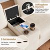 Wohnlandschaft aus Cord mit 2 Hockern, Stauraum & USB-Anschluss, 315x135x81 cm, Beige Bild 2