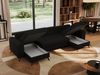 U-förmige Ecksofa, XXL Universalecke mit losen Kissen zum Wohnzimmer, Bettkästen und Schlaffunktion, schwarze Metallbeine - AXEL U - Schwarz Boucle Bild 5