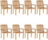 Stapelbare Gartenstühle mit Kissen 8 Stk. Massivholz Teak Bild 4