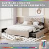 Gdood Polsterbett Stauraumbett LED Doppelbett (inkl. Verstellbare Kopfteilhöhe, Vier Schubladen), Sonnenstrahlmuster, Mit LED-Beleuchtung, Leinen, 140x200 cm Bild 4