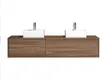 Vente-unique - ISAURE Waschbeckenmöbel Holz, PlatteKeramik Braun - B 47 cm x H 32 cm x L 150 cm Bild 2