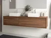 Vente-unique - ISAURE Waschbeckenmöbel Holz, PlatteKeramik Braun - B 47 cm x H 32 cm x L 150 cm Bild 5