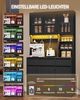 Küchenschrank, Buffetschrank, Hochschrank mit Steckdosen und Led-Lichtleisten, mit Arbeitsplatten und Zwei Schubladen, Verstellbare Einlegeböden, Küche, 40 x 100 x 180 cm, Schwarz Bild 4