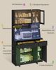 Küchenschrank, Buffetschrank, Hochschrank mit Steckdosen und Led-Lichtleisten, mit Arbeitsplatten und Zwei Schubladen, Verstellbare Einlegeböden, Küche, 40 x 100 x 180 cm, Schwarz Bild 3