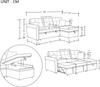 Ecksofa Schlafsofa, mit Bettkasten Schlaffunktion Stauraum beidseitig montierbar L-Form für Wohnzimmer oder Gästezimmer, Samt, Beige, — Bild 2