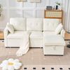 Ecksofa Schlafsofa, mit Bettkasten Schlaffunktion Stauraum beidseitig montierbar L-Form für Wohnzimmer oder Gästezimmer, Samt, Beige, — Bild 4