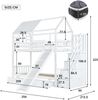 Merax 90x200cm Etagenbett mit Treppe und Rutsche, Hausbett, Treppe mit Stauraum, mit Fallschutzgitter und Schublade, Weiß Bild 4