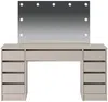 Vente-unique - JENEMI Schminktisch Holz, Platte Beige - B 53,6 cm x H 142,6 cm x L 152,3 cm Bild 3