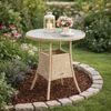 Beistelltisch Tisch Polyrattan Gartentisch Rattan Balkontisch Rund Beige Bild 2