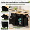 Mobile Kücheninsel mit Rollen, ausziehbarem Esstisch & Schubladen, 107x45x90,5 cm, Schwarz Bild 4