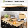 Mobile Kücheninsel mit Rollen, ausziehbarem Esstisch & Schubladen, 107x45x90,5 cm, Schwarz Bild 5