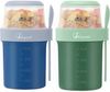 Bugucat 2in1 Müslibecher to Go Set 560ml+310ml Yoghurt Salatbecher Blau+Grün Bild 1