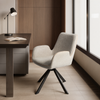 HOMAVO 2er Set 'YZ7' Esszimmerstuhl mit Armlehnen, 360° Drehbar, 56 x 59 x 82 cm, Stoff, Haferfarbe Bild 2