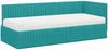 vidaXL Eckbettgestell mit Matratze mit Kopfteil 2 pcs Türkis Samt 3393806 Bild 4