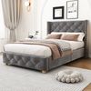 SOFTWEARY Polsterbett (Einzelbett mit Kopfteil und Lattenrost, 90x200 cm), Kopfteil mit seitlichen Ohren, Samt Bild 3