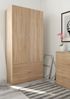 Dmora Kleiderschrank 2 Türen Appadu, Schlafzimmerschrank mit 2 Schubladen, Schrank mit Kleiderstange, 81x52h180 cm, Eiche Bild 2