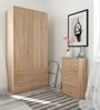 Dmora Kleiderschrank 2 Türen Appadu, Schlafzimmerschrank mit 2 Schubladen, Schrank mit Kleiderstange, 81x52h180 cm, Eiche Bild 4