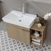 Roomart LYCIA-82 Badmöbel Set– 4-teiliges Badezimmermöbel Set - Waschbeckenunterschrank mit Keramikwaschbecken, Spiegelschrank & Hochschrank - H 9.5 x B 38.6 x T 50 cm • Eiche(Hell) Bild 5