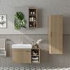 Roomart LYCIA-82 Badmöbel Set– 4-teiliges Badezimmermöbel Set - Waschbeckenunterschrank mit Keramikwaschbecken, Spiegelschrank & Hochschrank - H 9.5 x B 38.6 x T 50 cm • Eiche(Hell) Bild 2
