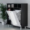 Vicco 'Fynn' Badregal mit Wäschekorb, MDF schwarz / weiß Hochglanz, 78,4 x 34 x 91,6 cm Bild 5