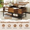 Couchtisch mit höhenverstellbare Tischplatte Wohnzimmertisch mit verstecktem Fach Holz Sofatisch mit Ablagefach Braun Bild 3