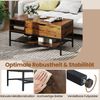 Couchtisch mit höhenverstellbare Tischplatte Wohnzimmertisch mit verstecktem Fach Holz Sofatisch mit Ablagefach Braun Bild 4