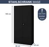 Mehrzweckschrank Metall abschließbar DAWID - Funktionaler Metallschrank | Schließfachschrank Putzmittelschrank Besenschrank Vorratsschrank, 185x90x45cm Schwarz Bild 2