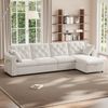 L-förmiges Ecksofa mit Samtbezug, Schlaffunktion, Stauraum, seitliche Taschen, beige Bild 5