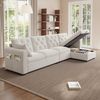 L-förmiges Ecksofa mit Samtbezug, Schlaffunktion, Stauraum, seitliche Taschen, beige Bild 3