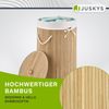 Juskys Bambus Wäschekorb Curly-Round – 55 Liter Volumen – Wäschesammler mit Deckel, Tragegriffen & Stoff Wäschesack – 1 Fach Wäschebox – in Natur Bild 5