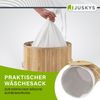 Juskys Bambus Wäschekorb Curly-Round – 55 Liter Volumen – Wäschesammler mit Deckel, Tragegriffen & Stoff Wäschesack – 1 Fach Wäschebox – in Natur Bild 4
