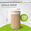 Juskys Bambus Wäschekorb Curly-Round – 55 Liter Volumen – Wäschesammler mit Deckel, Tragegriffen & Stoff Wäschesack – 1 Fach Wäschebox – in Natur Bild 2